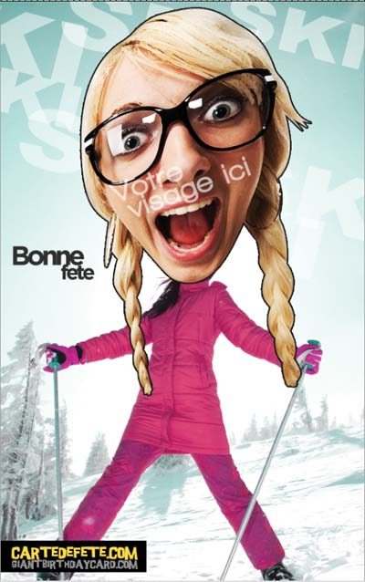 carte de fete skieuse